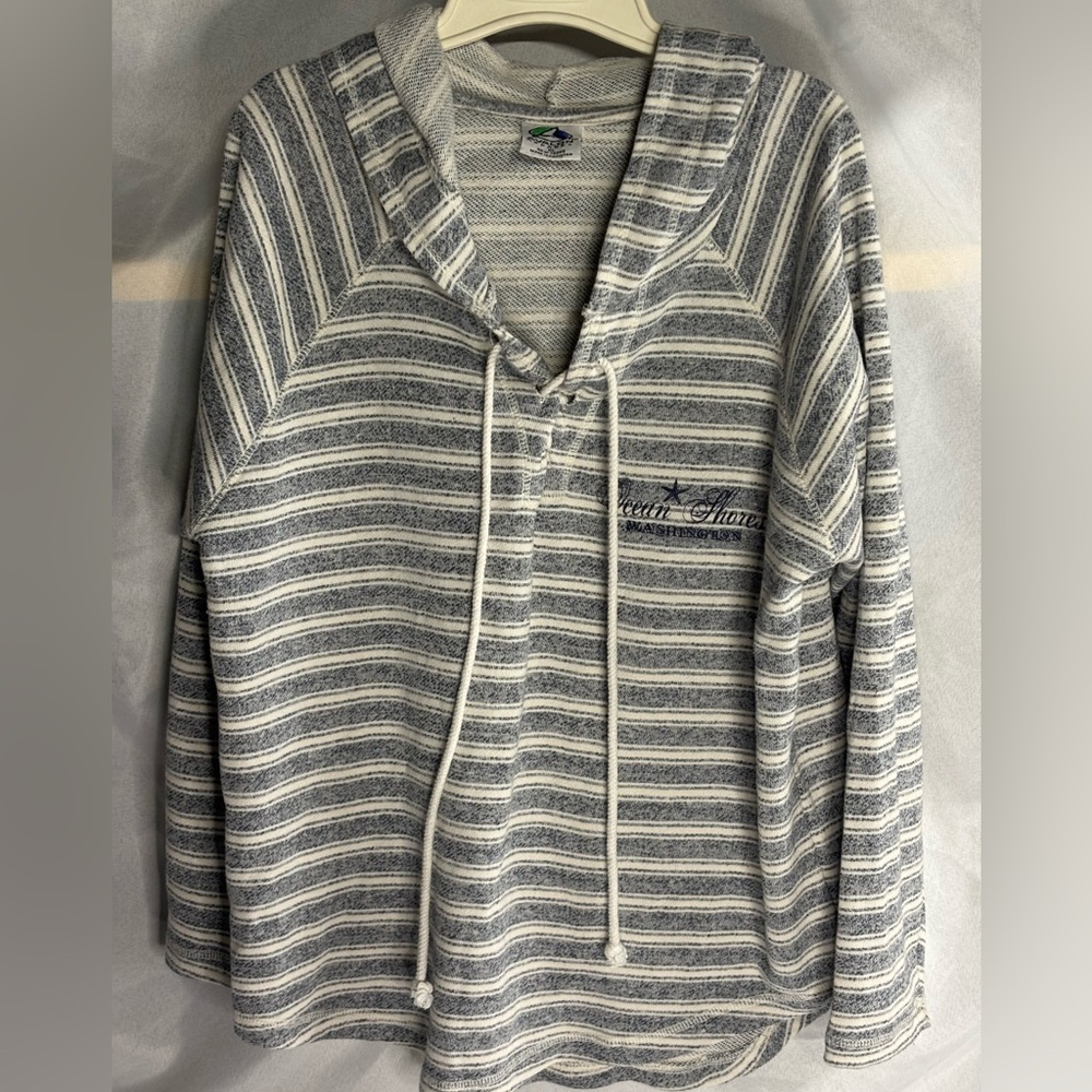 Avalon Gray and White Striped Hoodie